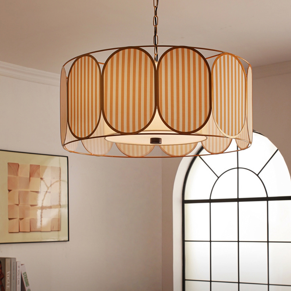 French Vintage Floral Fabric Pendant Light