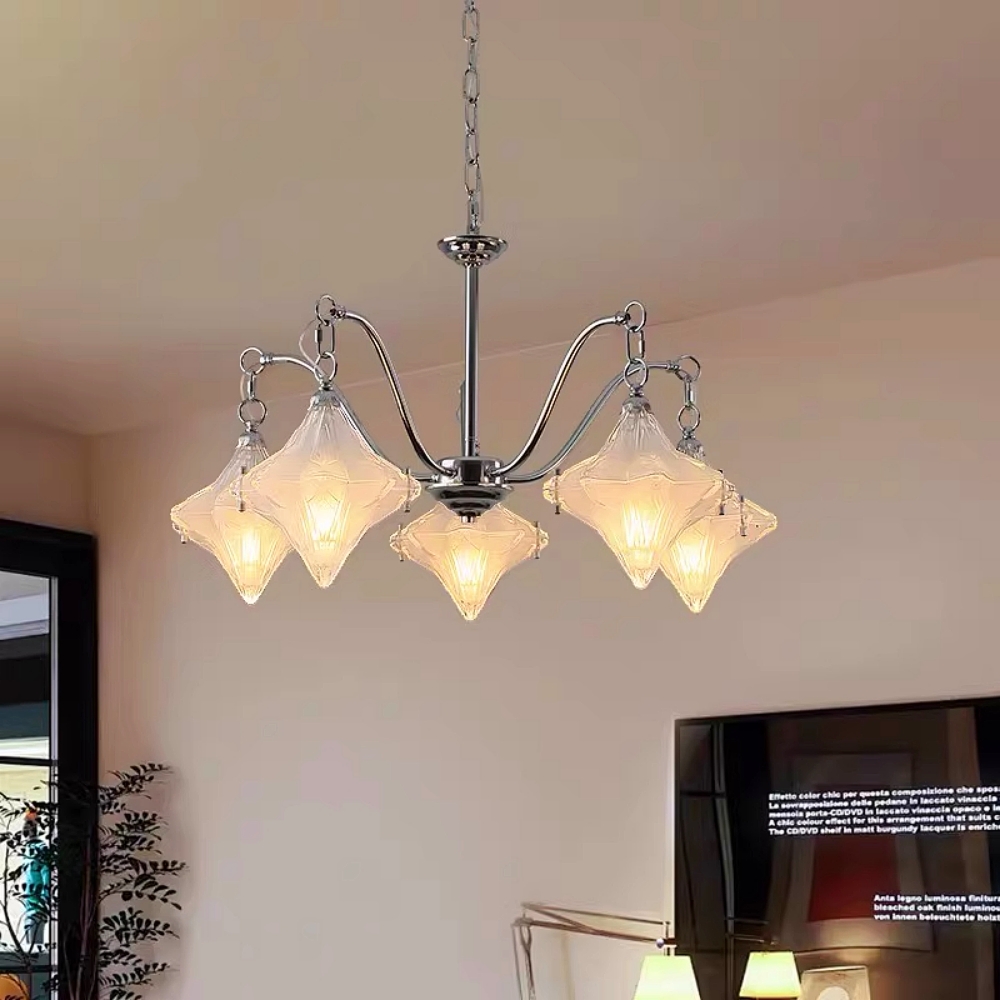 French-Style Murano Retro Star Glass Chandelier