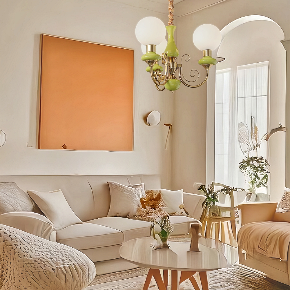 French Retro Pastoral Style Cream Bedroom Living Room Multi Head Chandelier