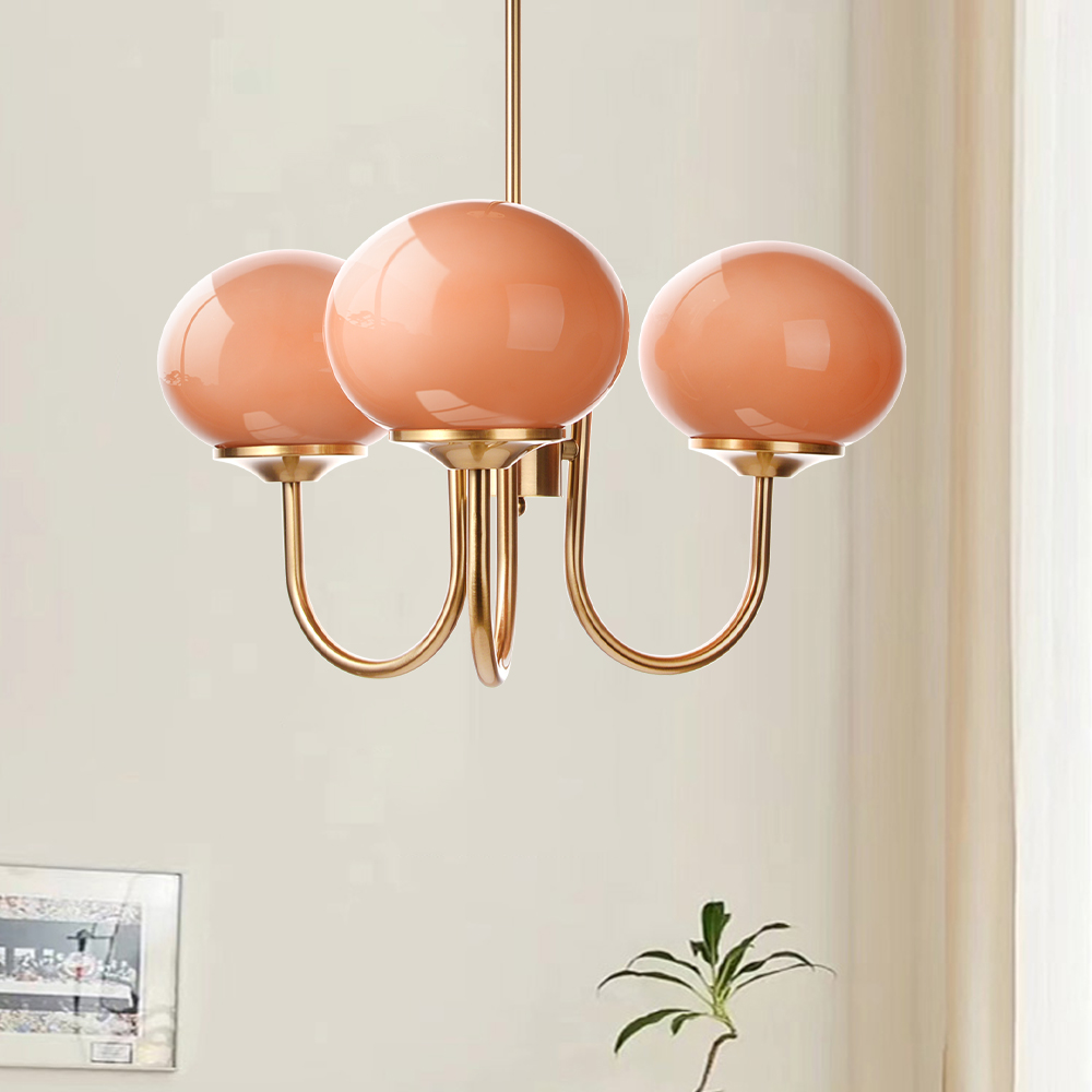 Bauhaus Living Room Chandelier Luxury Cream Pink Glass Pendant Light