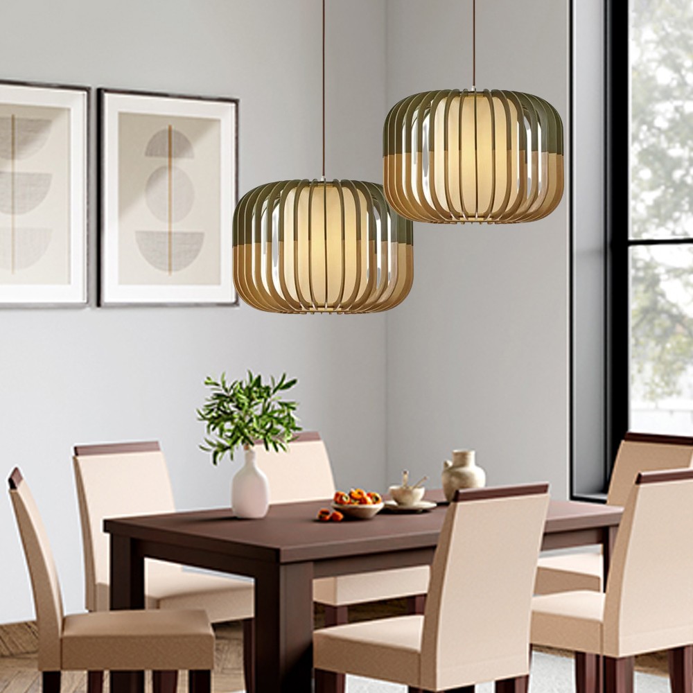 Nordic Wood Textured Dining Room Pendant Light