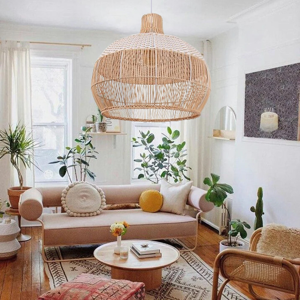 Handwoven Rattan Kitchen Island Pendant Lighting