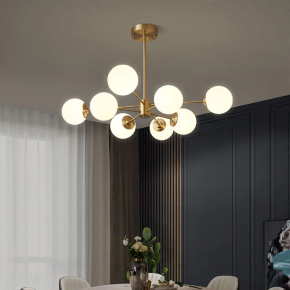 8-light Sputnik Gold Chandelier Brass Ceiling Light