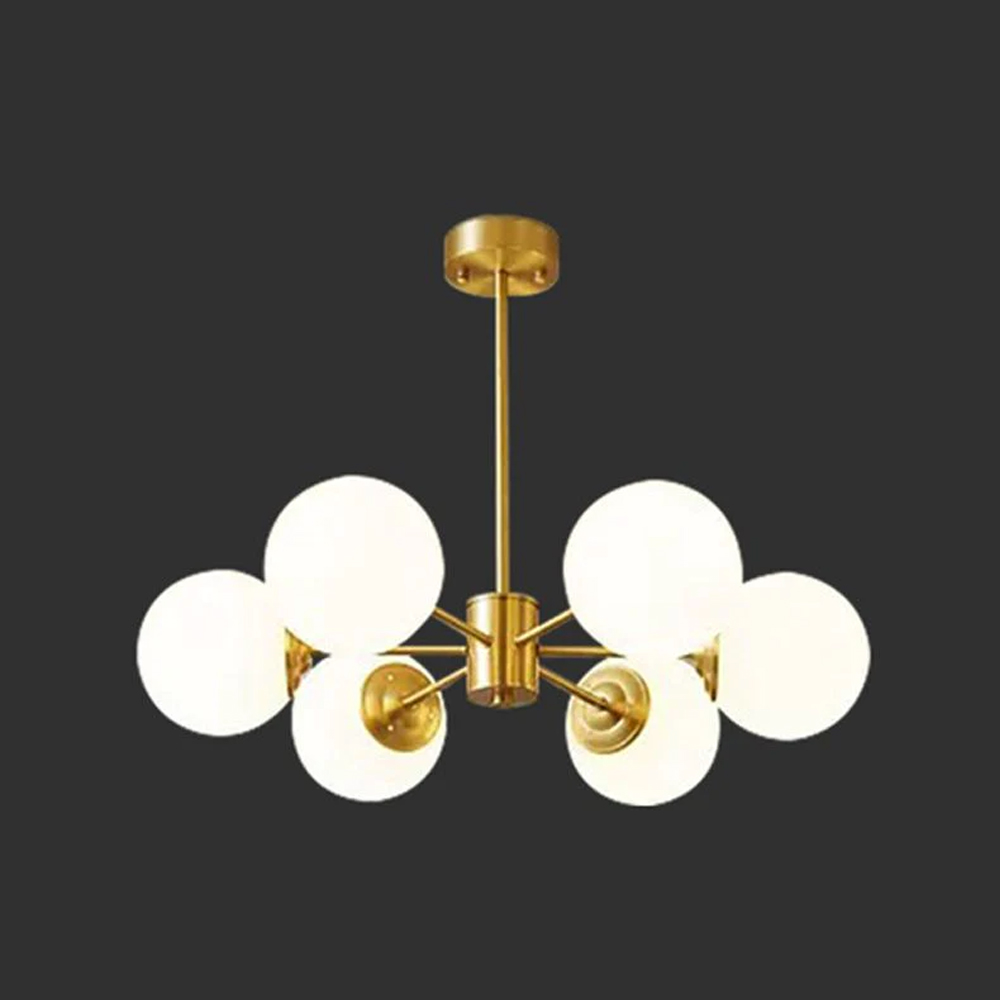 6-light Sputnik Chandelier Golden Molecular Shaped Brass Ceilight Light
