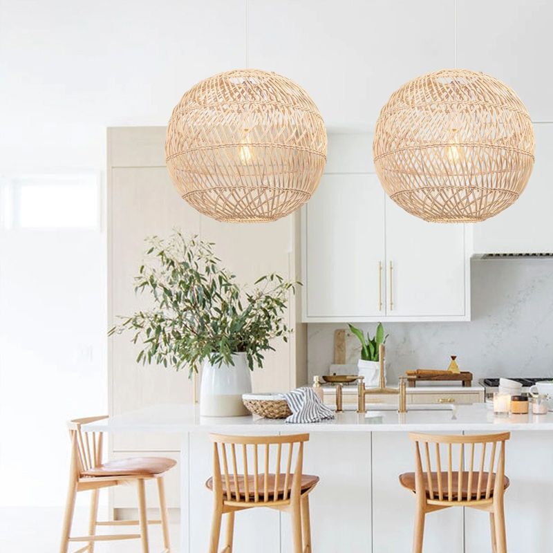 Basket Rattan Woven Lantern Chandelier Pendant Lamp Shade