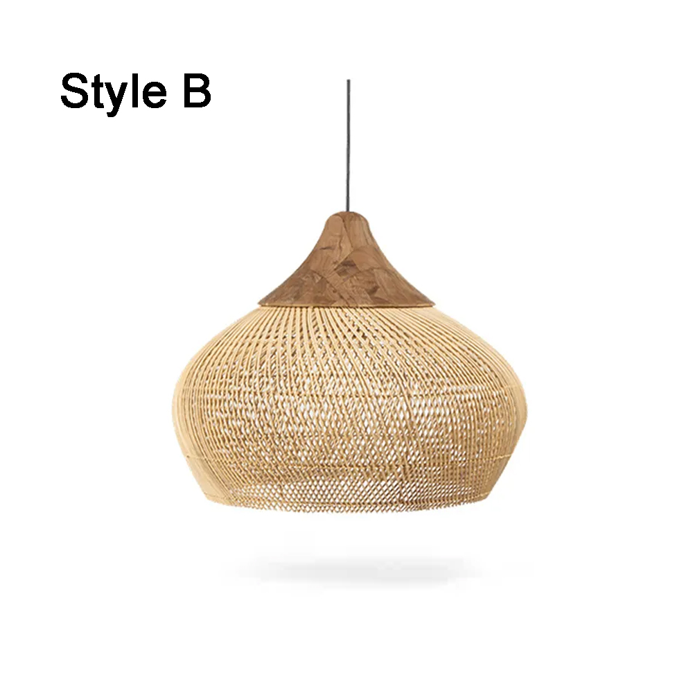 Rattan Pendant Light Wabi Sabi Style Retro Dining Room Chandelier
