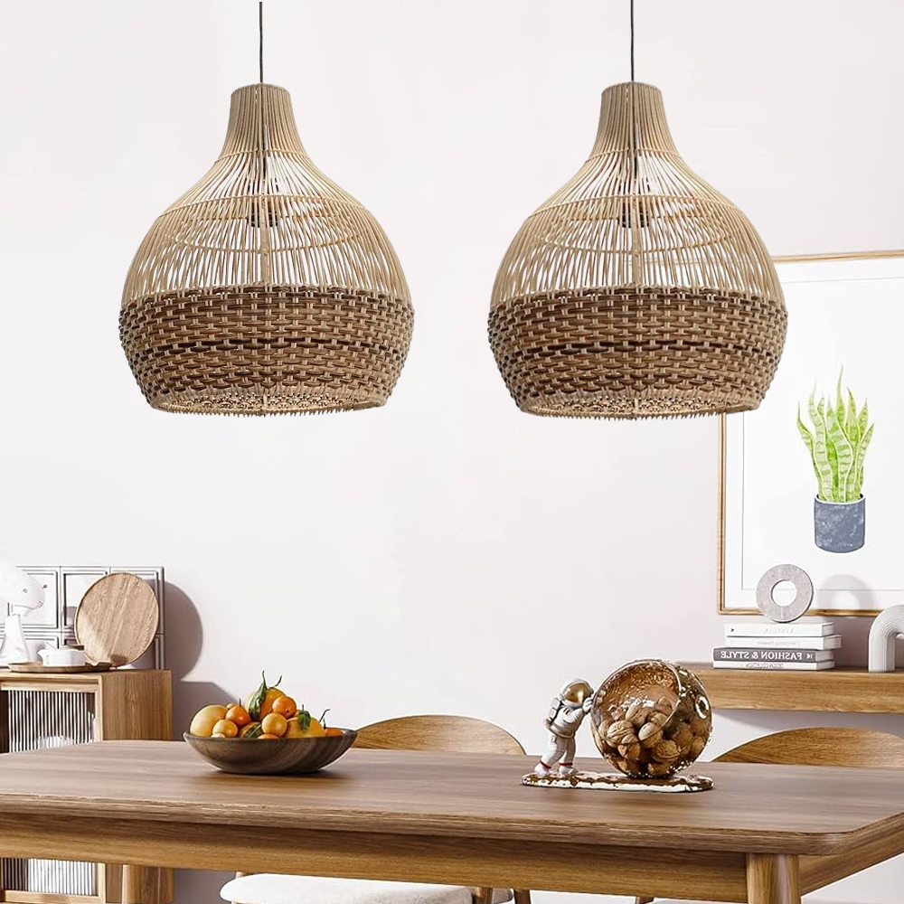 Paris Rattan Pendant Light Beautiful Boho Lampshade For Dining Room
