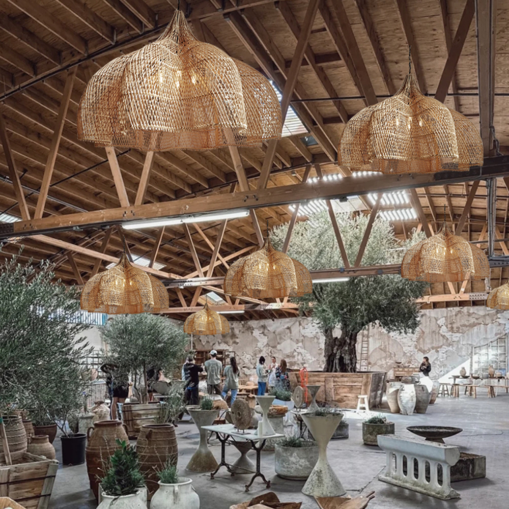 Justina Rattan Pendant Light Wabi Sabi Wicker Chandelier