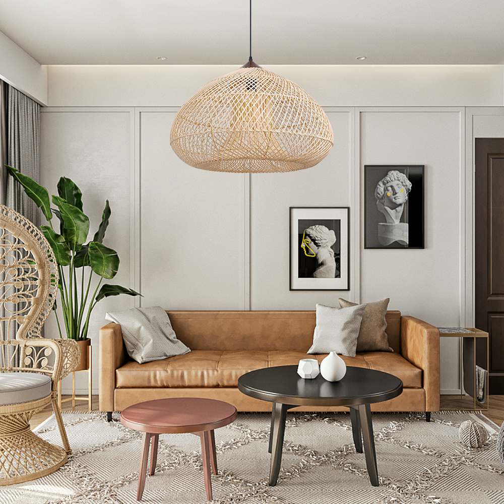 Trendy Rattan Pendant Light Wabi-sabi Style Retro Southeast Asian Chandelier