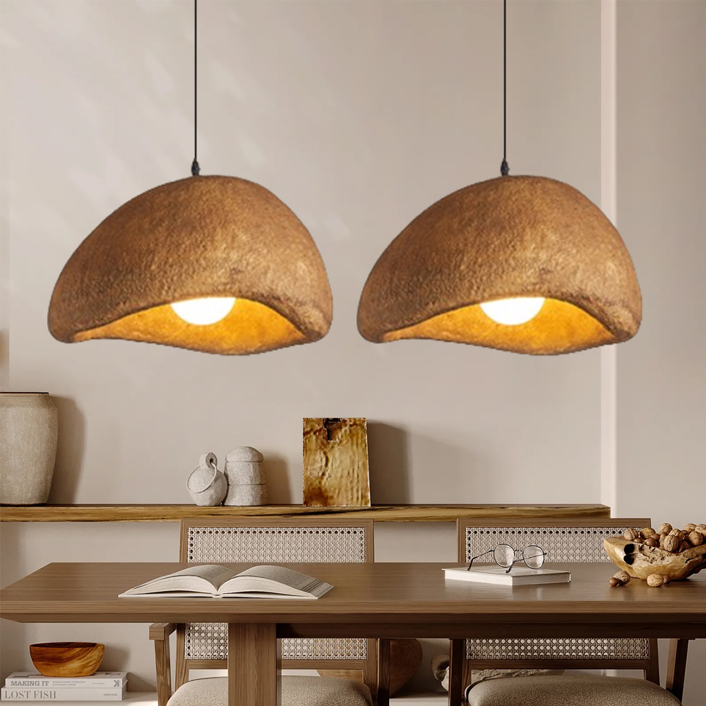 Nordic Living Room Resin Oval Ceiling Lamps Wabi-Sabi Pendant Light