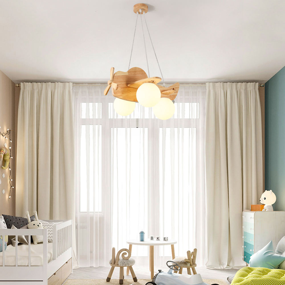 Creative Nordic Wooden Aircraft Lamp Children's Room Boys' Bedroom room Ceiling Light