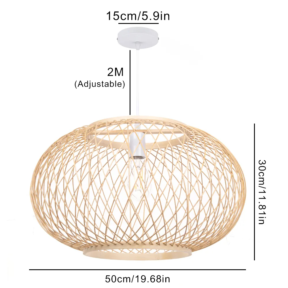 Dining Room Bamboo Pendant Light Shade Hand-Knitted Chandelier