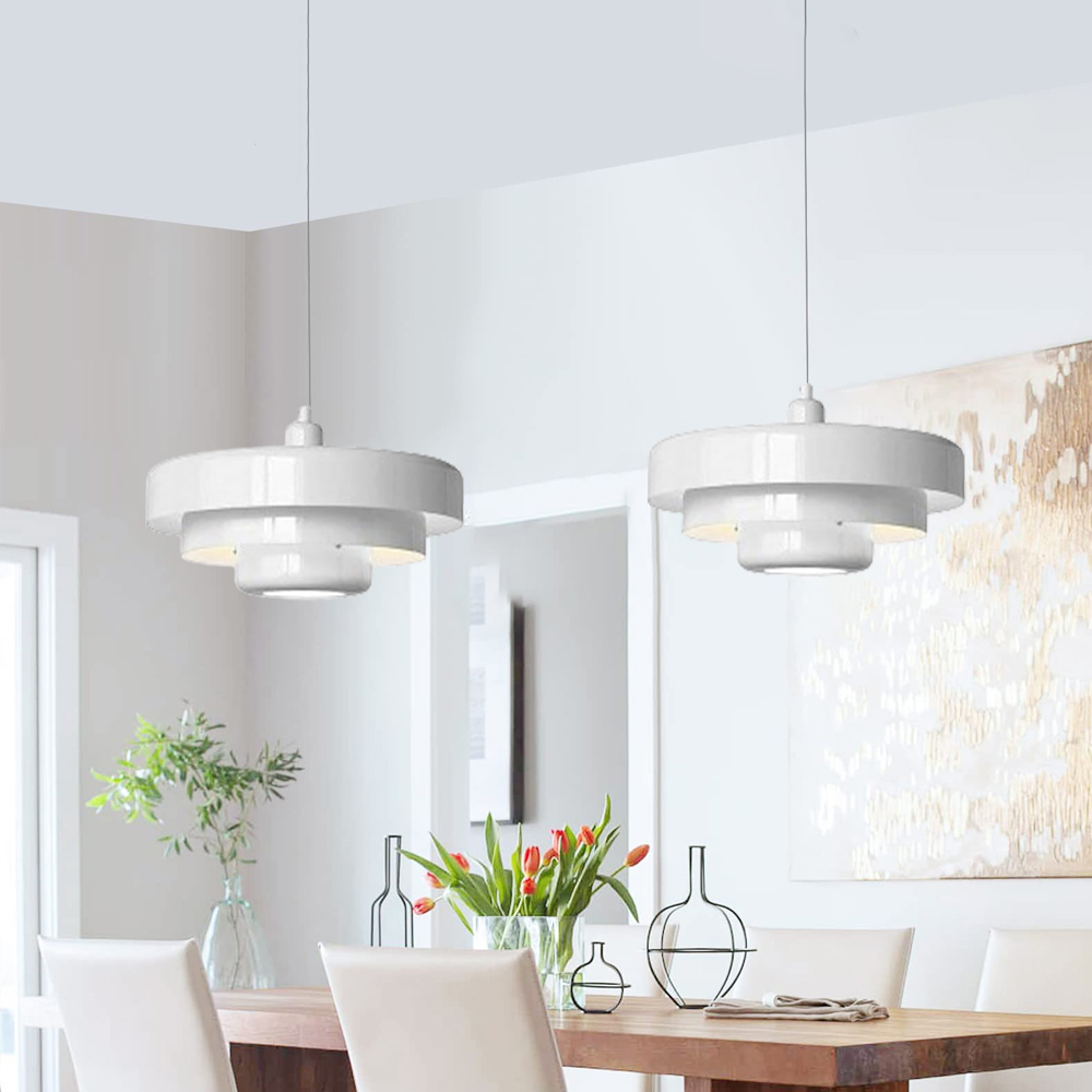 Classic Orange Metal Pendant Light Mid-Century Modern Green