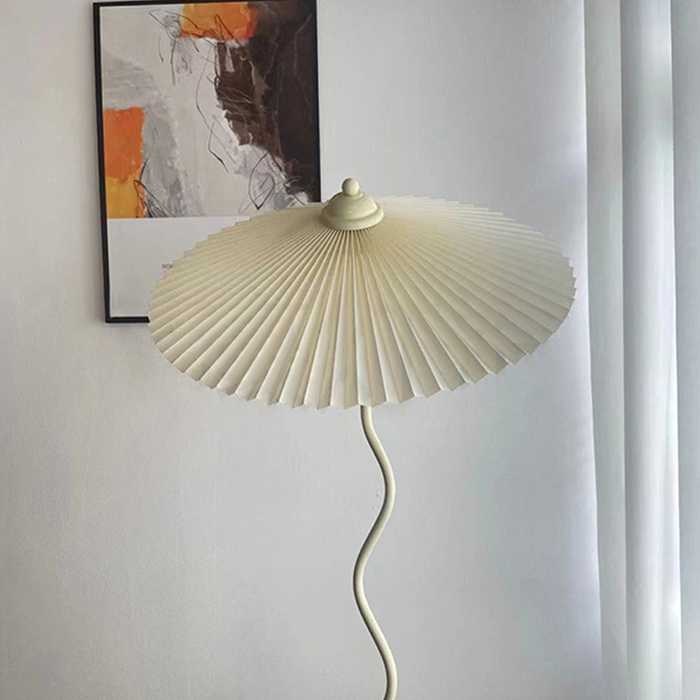 Vintage Pleated S-shaped Floor Lamp Designer Art Fabric Standing Lamps