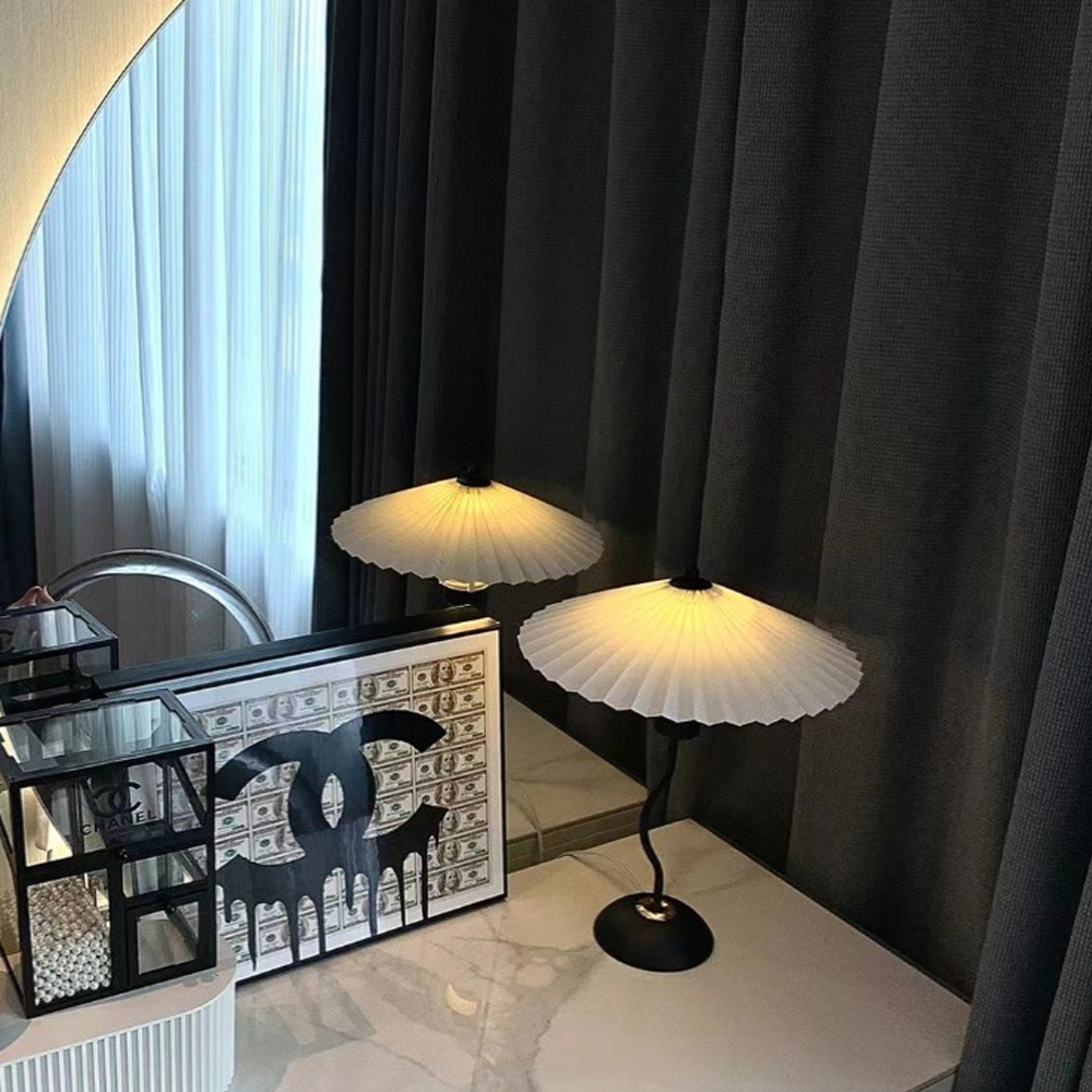 Nordic Simple Fabric Table Lamp Household Pleated Night Light