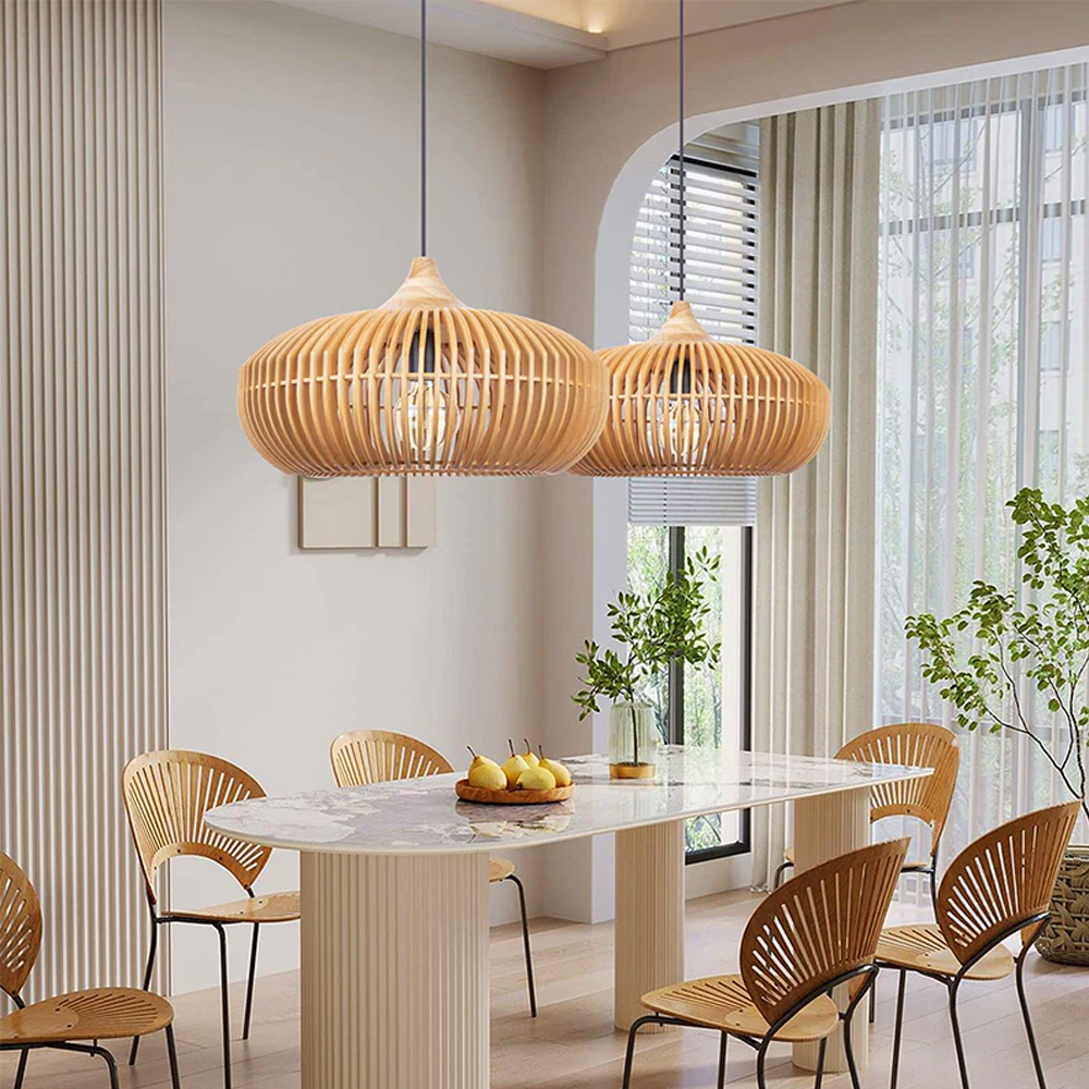 Nordic Wood Art Creative Living Room Pendant