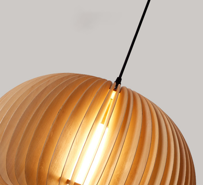 Restaurant Decorative Lamps Nordic Solid Wooden Pendant Light Pumpkin Chandelier