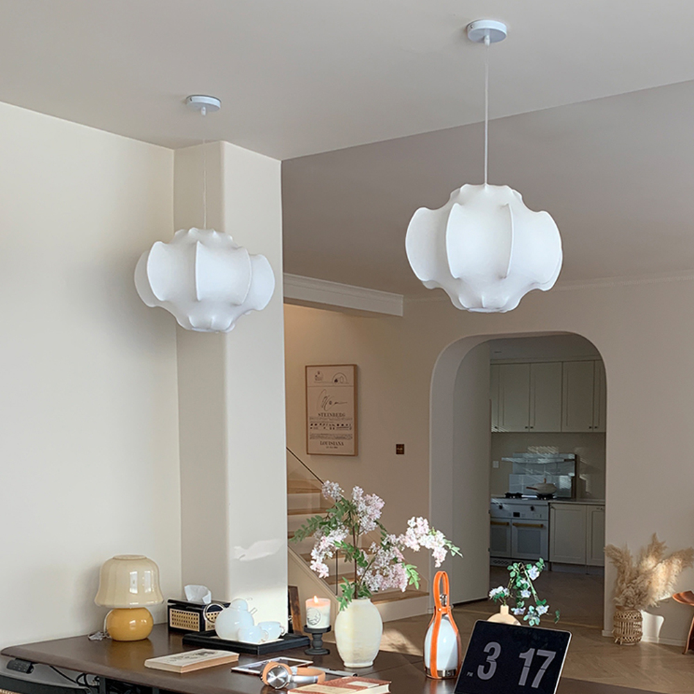 Retro Wabi-sabi Style Dining Room Hanging Lamp Art Imitation Silk Chandelier