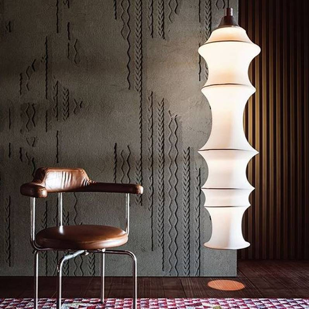 Nordic Fabric Chandelier Tatami Bamboo-shape Long Lantern Lighting Fixture