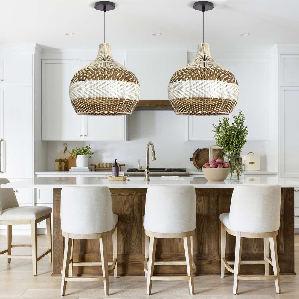 Simply White Rattan Pendant Light