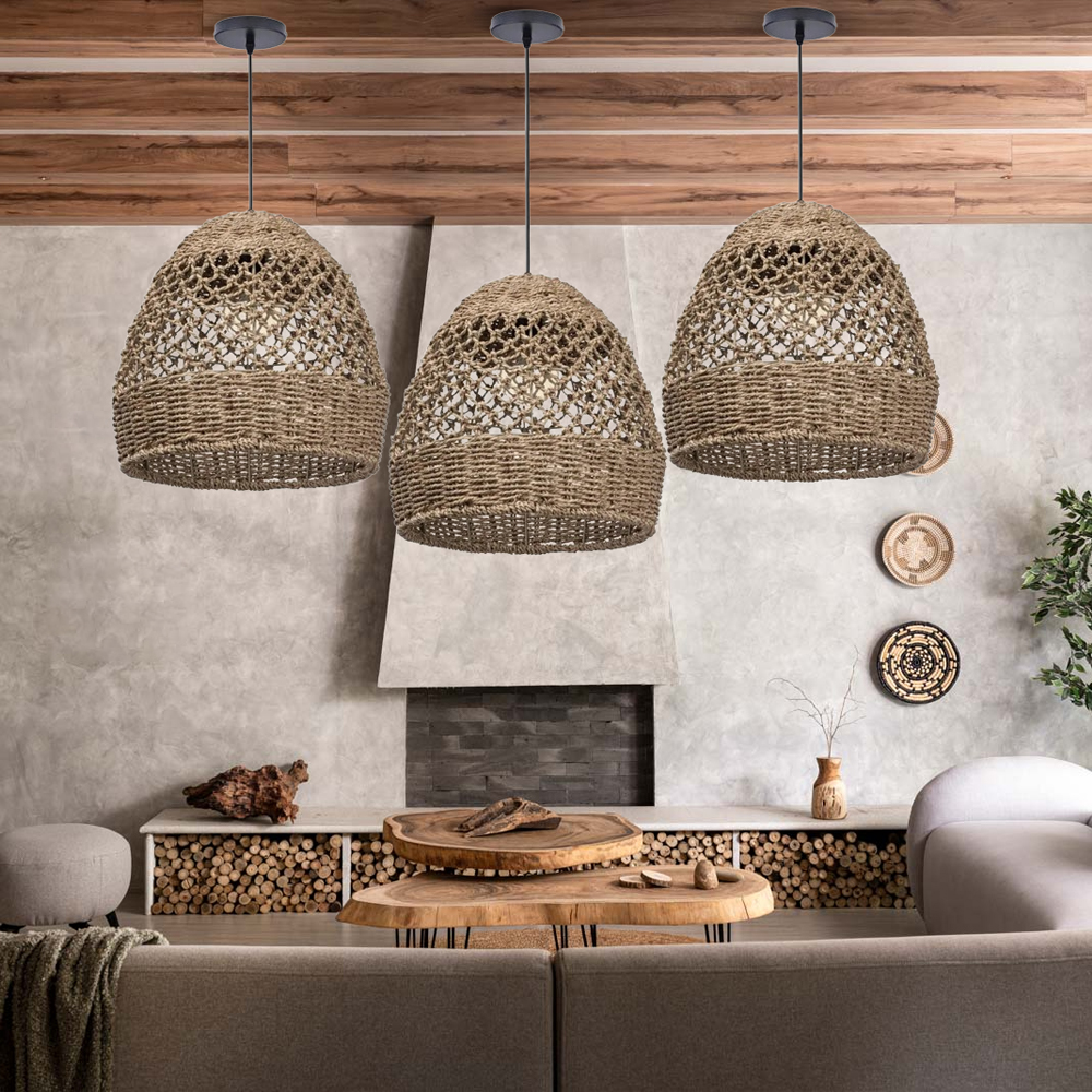 Natural Seagrass Lampshade Rattan Pendant Light Handmade Lamp Fixture