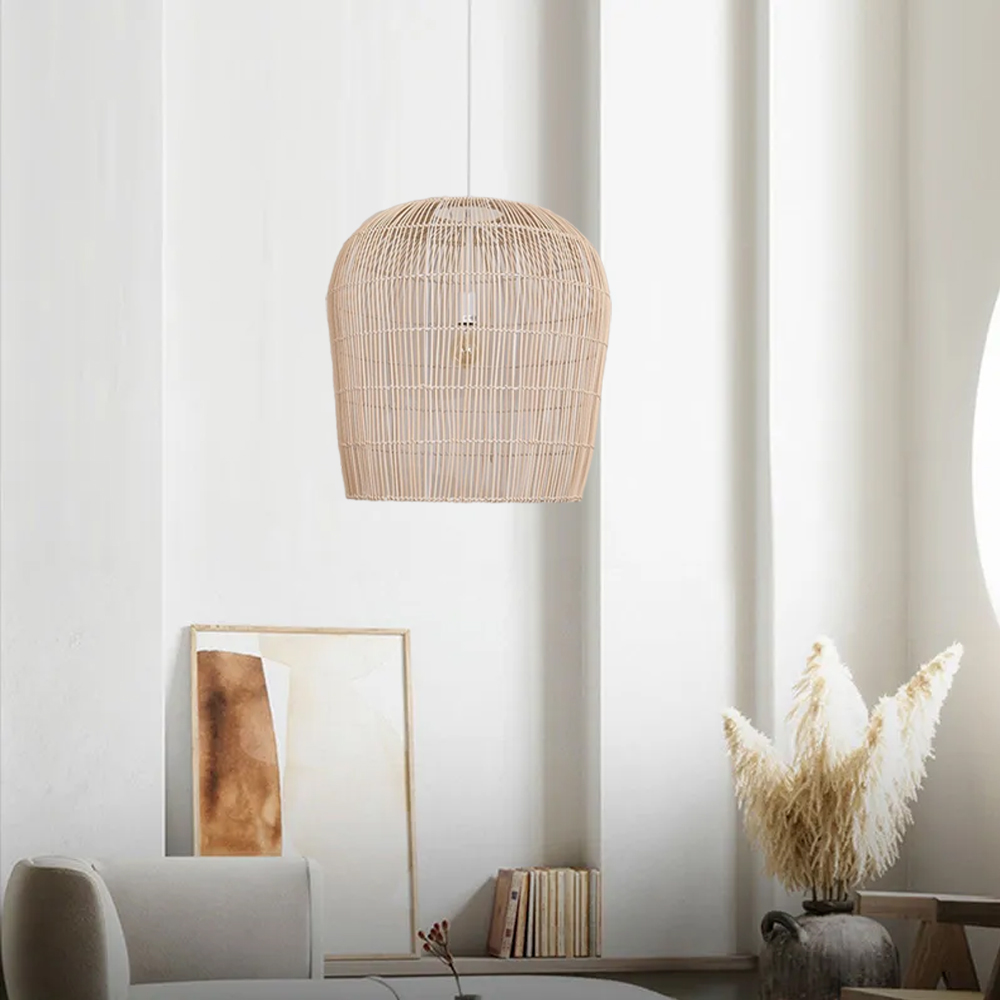  Wooden style natural rattan handmade woven chandelier