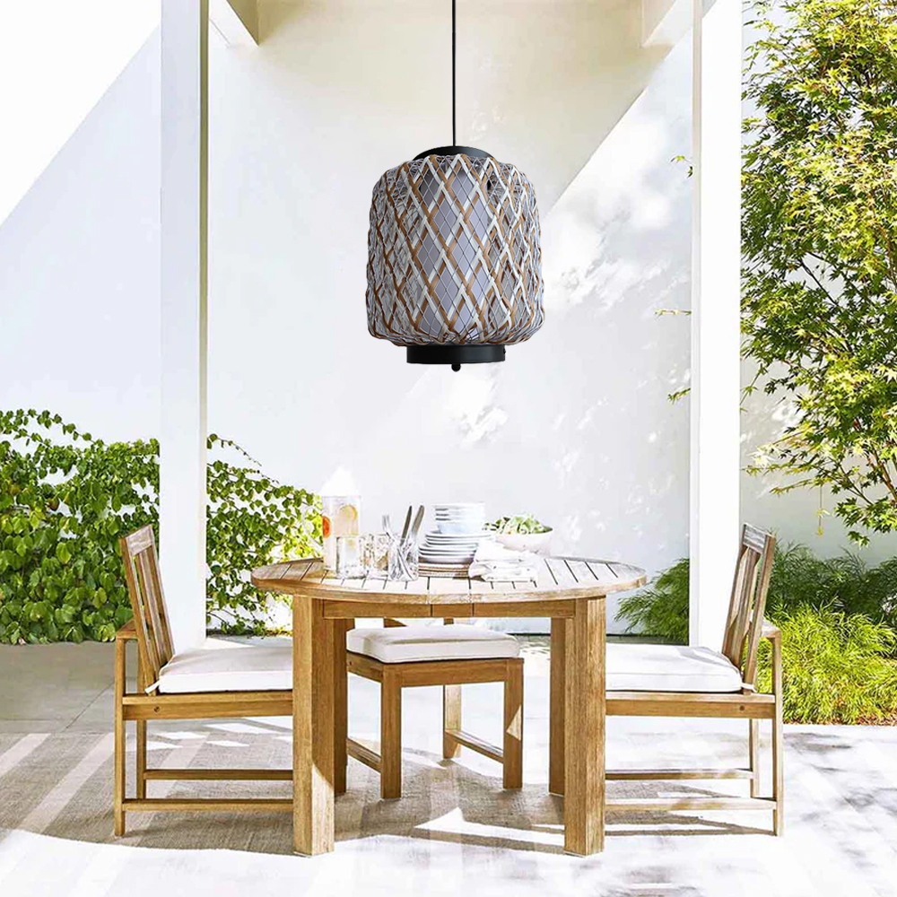 Outdoor Waterproof Lantern Chandelier Garden Balcony Rattan Decorative Lamps