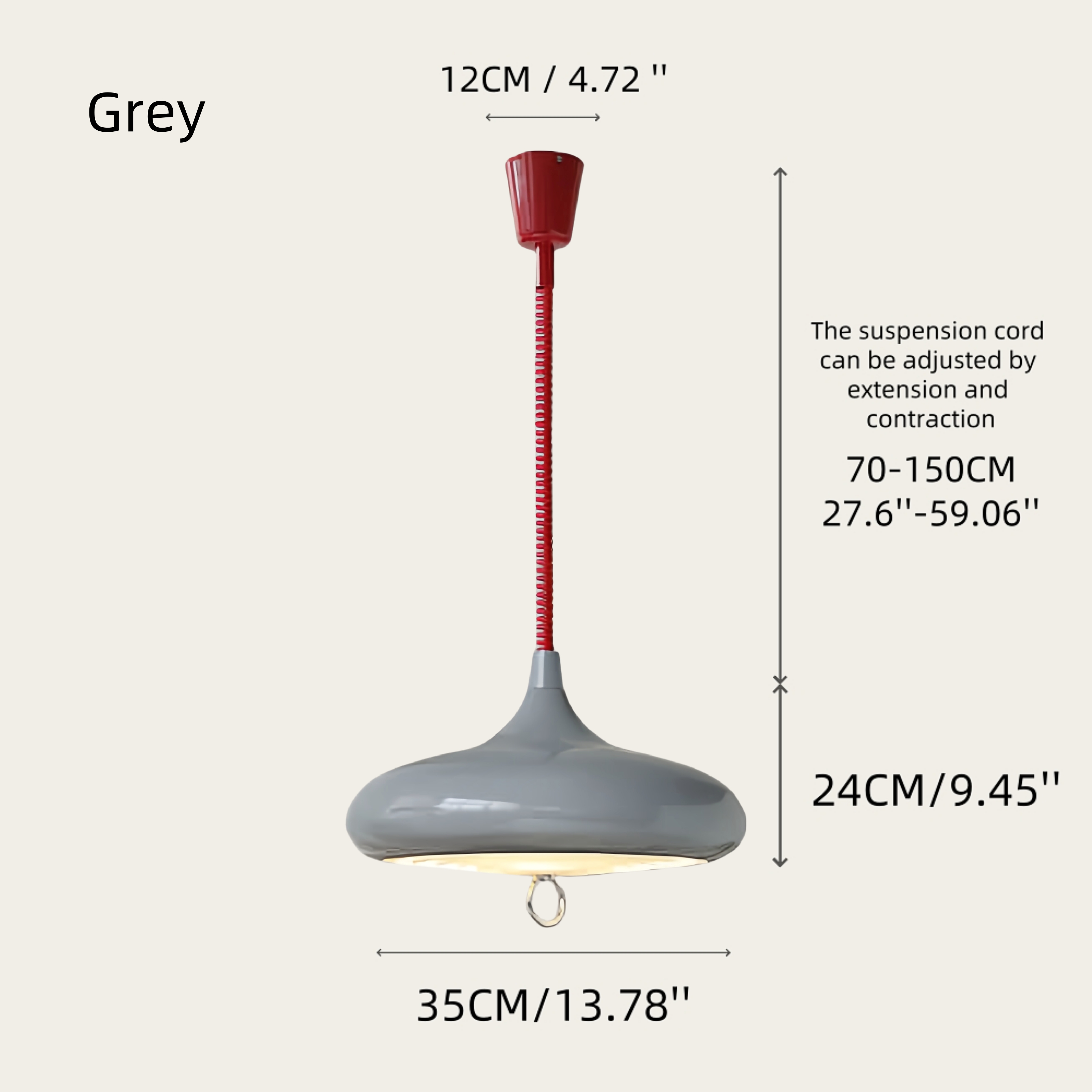 Bauhaus Retro Style Adjustable Solid Color Iron Pendant Light