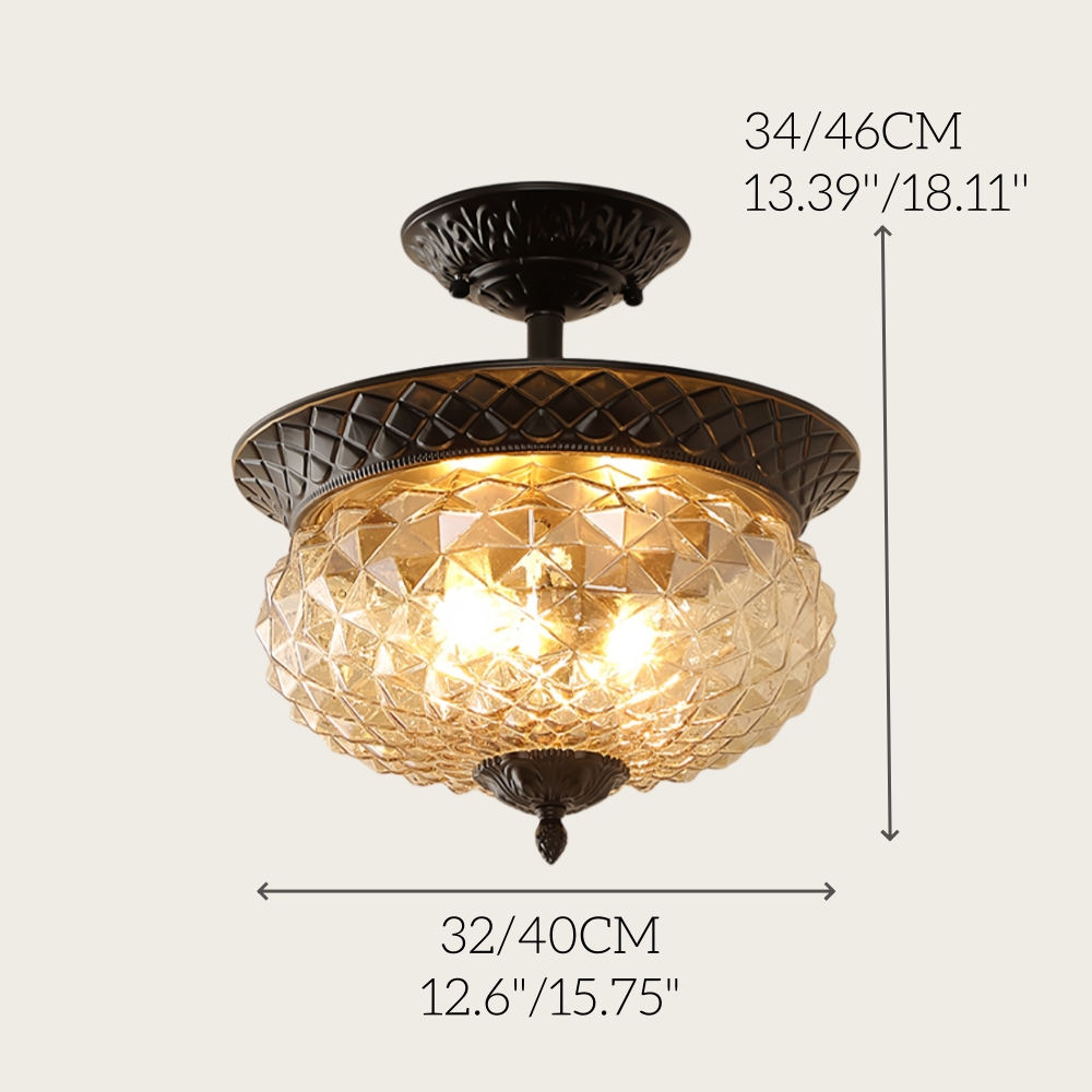 Vintage Entrance Light Corrugated Glass Ceiling Light