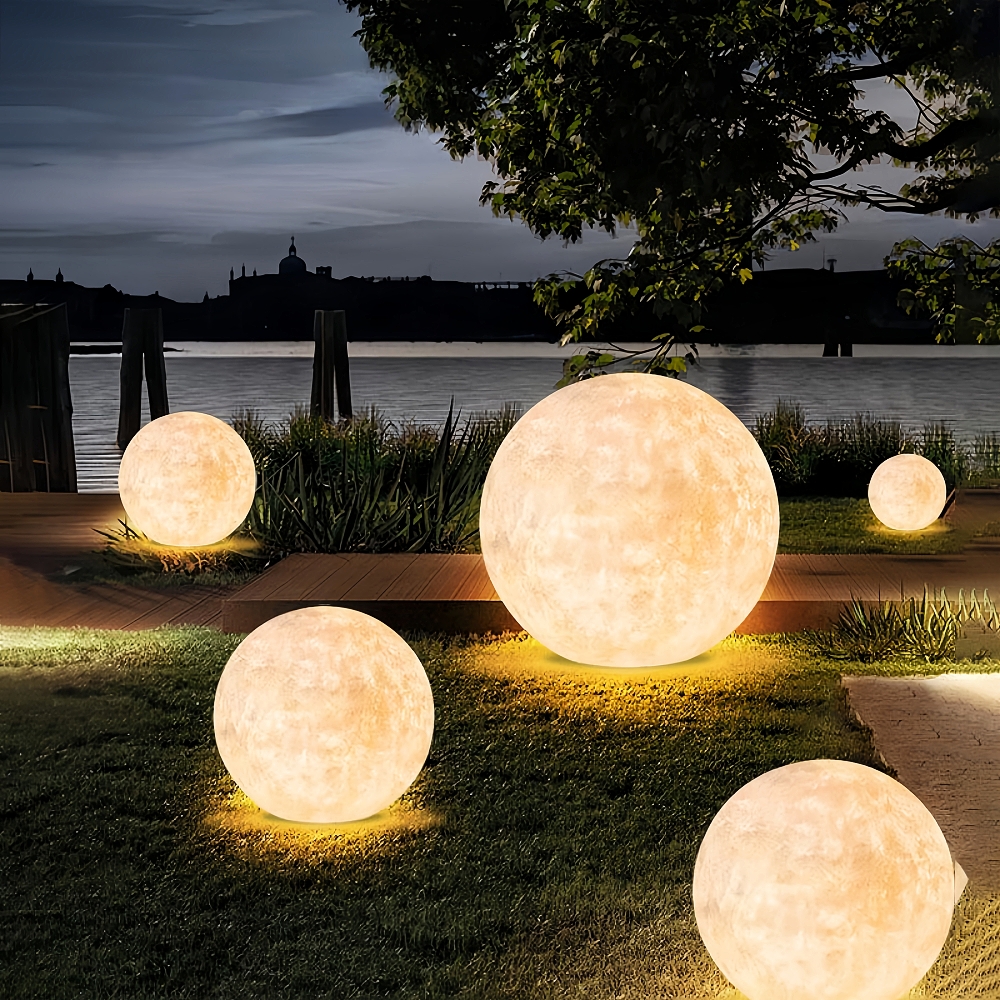 Nordic Creative Indoor&Outdoor Waterproof Resin Fiber Art Moonlight Floor Lamp