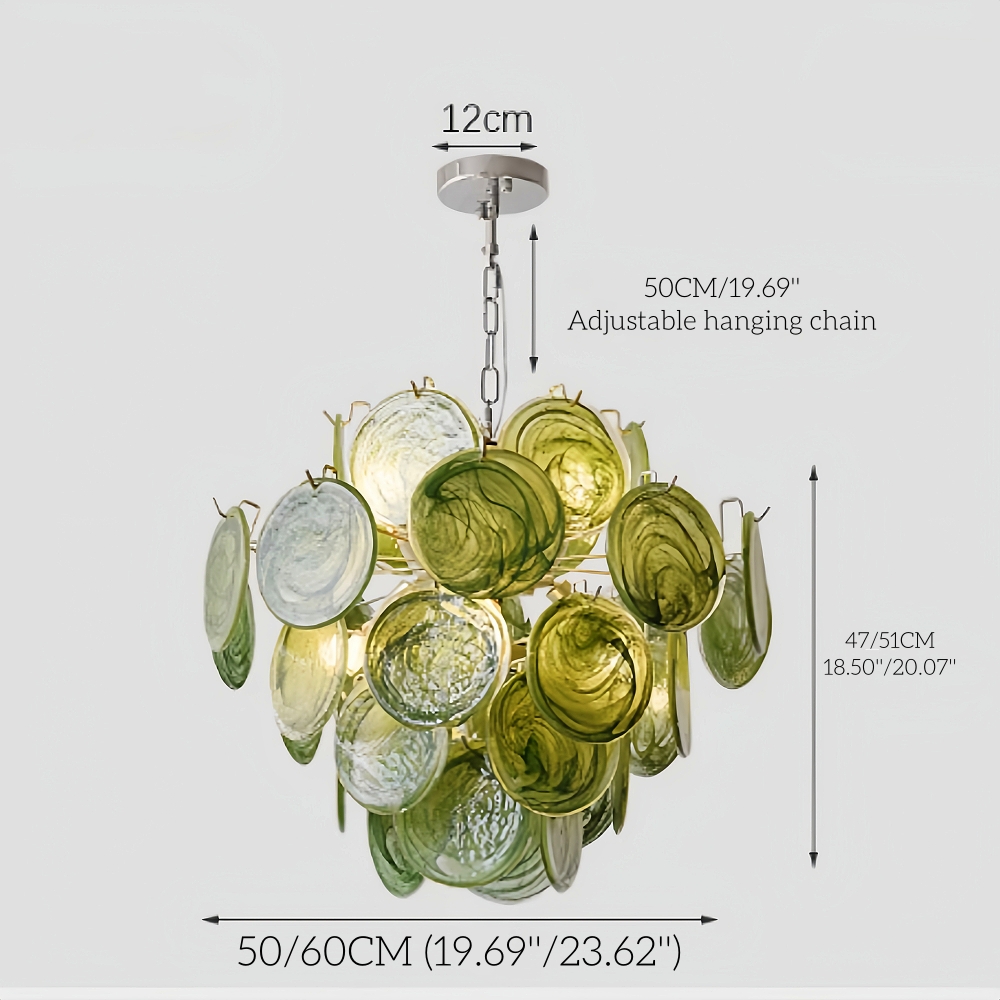 Italian Style Vintage Colored Multi-Layer Handmade Glass Pendant Light