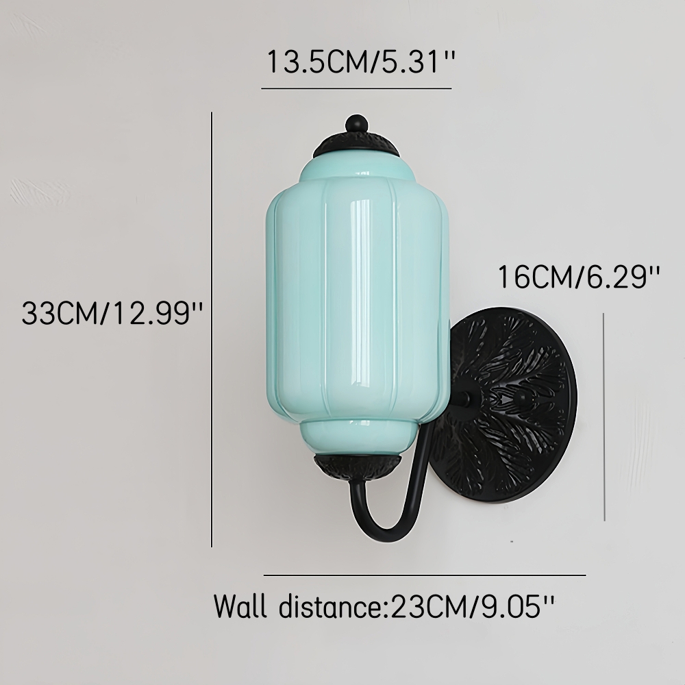 French Retro Copper Glass Wall Lamp Aisle Cream Style Light Fixture