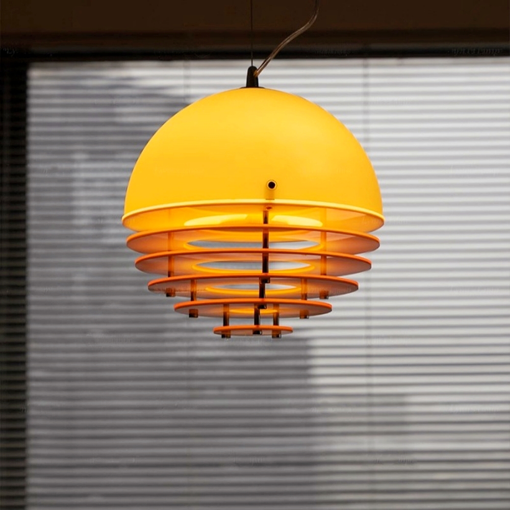 Vintage Bauhaus Sunset Orange Acrylic Pendant Bar Light Fixture
