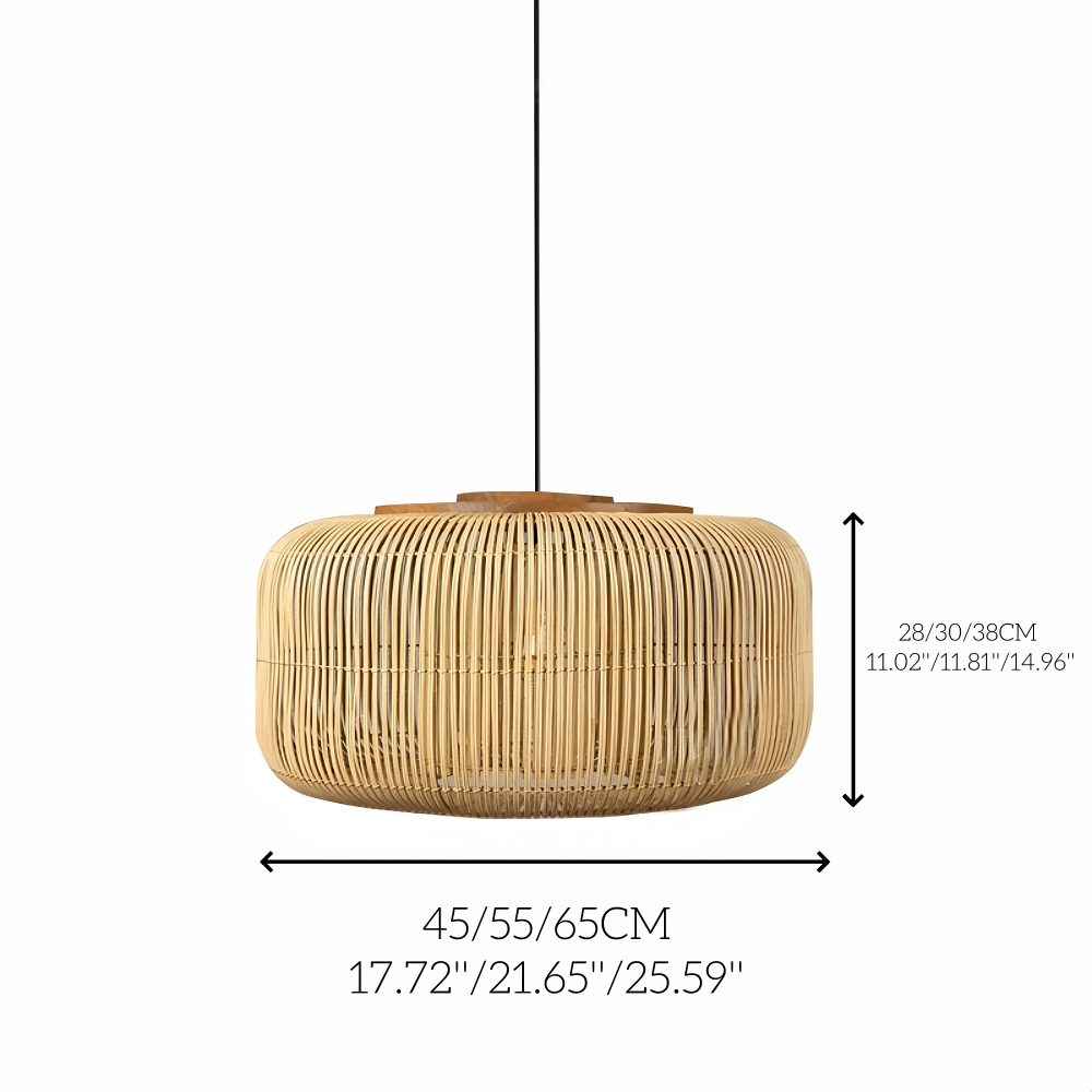 Retro Style Capsule Shaped Rattan Pendant Light Dining Living Room