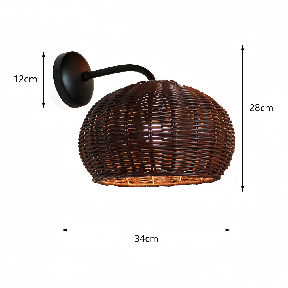 Woven Rattan Waterproof Outdoor Wall Lamp For Courtyard