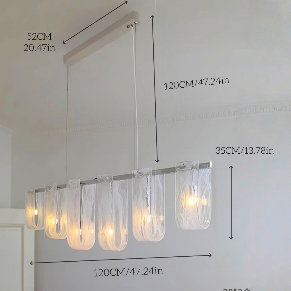 French style cloud glass restaurant pendant light island platform straight strip artistic light