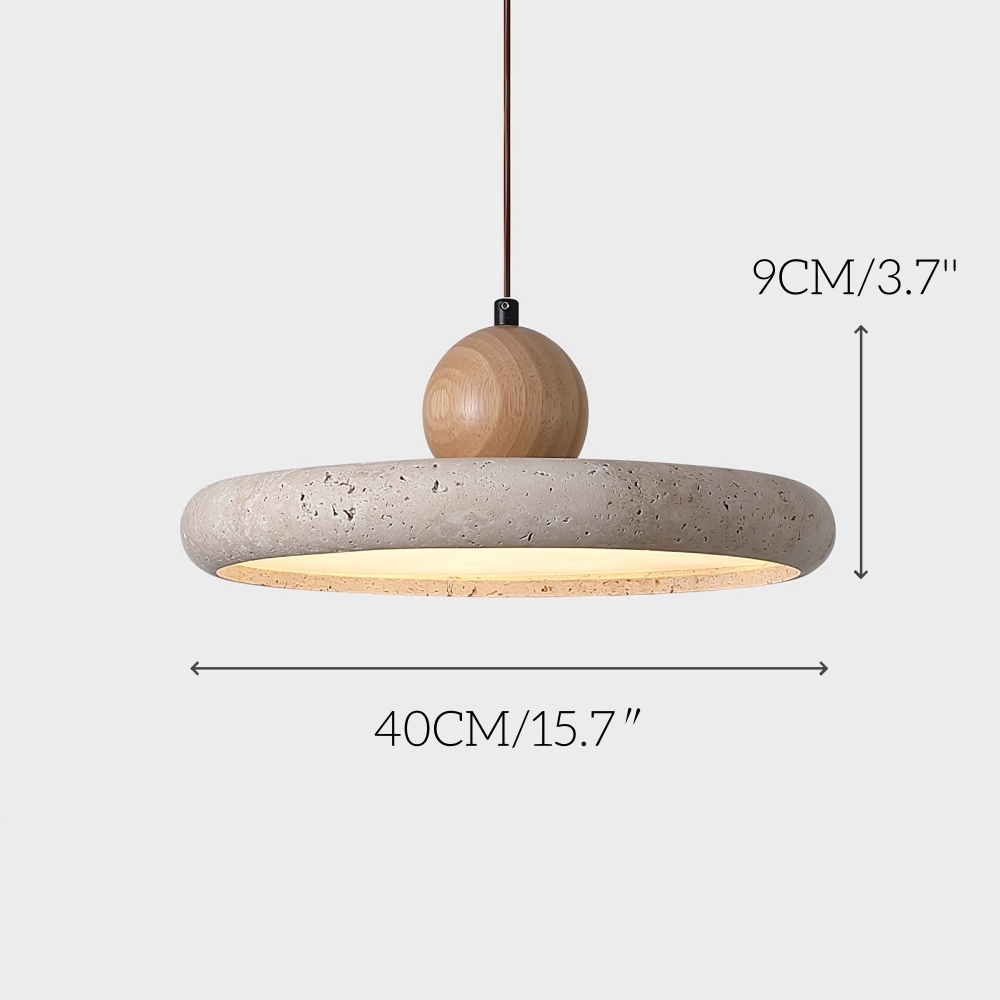 Wabi Sabi Style Yellow Cave Stone Circular Creative Pendant Light