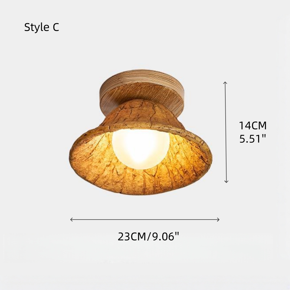 Retro Art Resin Ruffle Brown Ceiling Light
