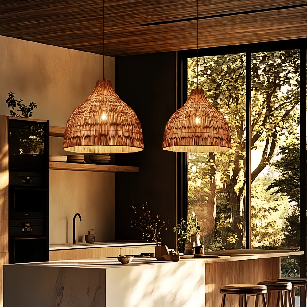 Japanese Retro Rattan Pendant Light Rustic Pastoral Charm