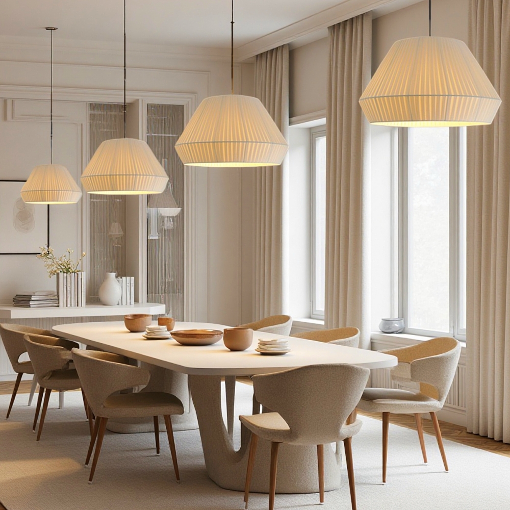 Modern Minimalist Pleated Fabric Pendant Light