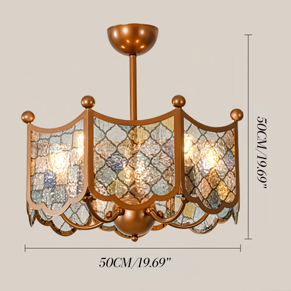 Mid-Century Vintage Enameled Glass Chandelier