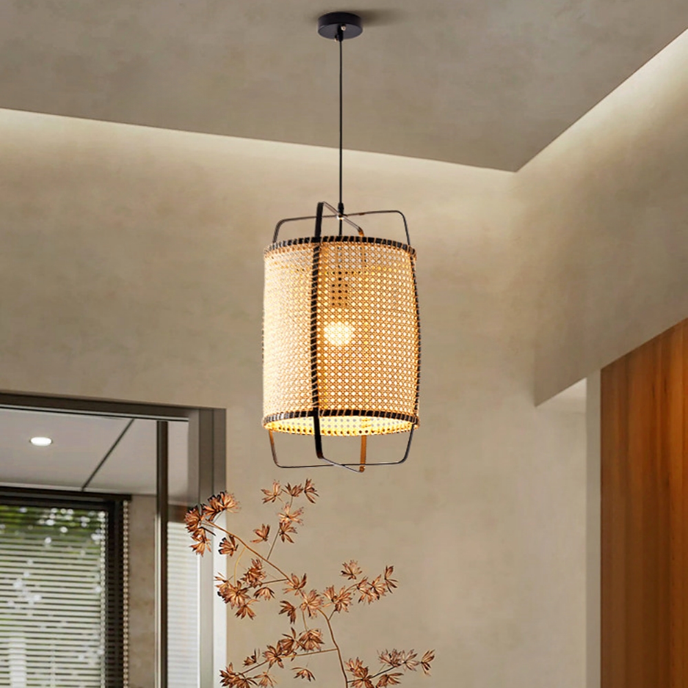 Wabi-Sabi Style Rattan Cane Pendant Light