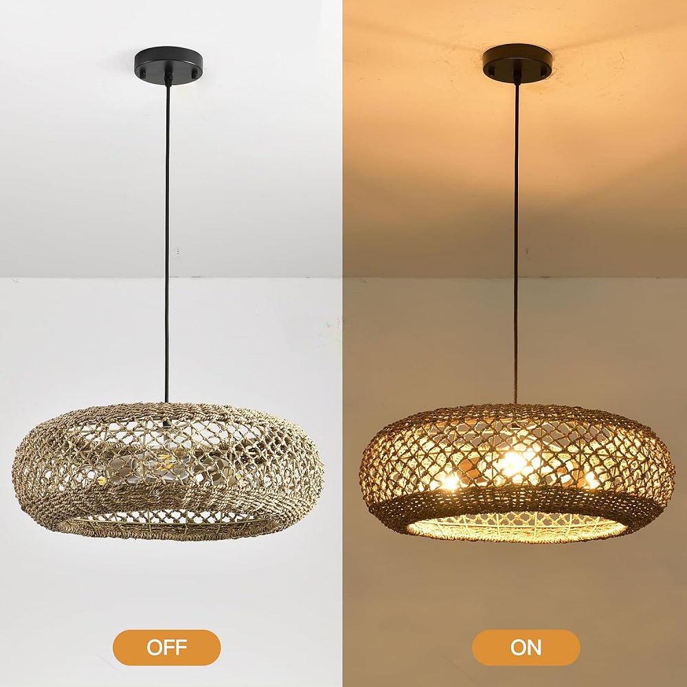 Boho Style Vintage Seagrass Pendant Light