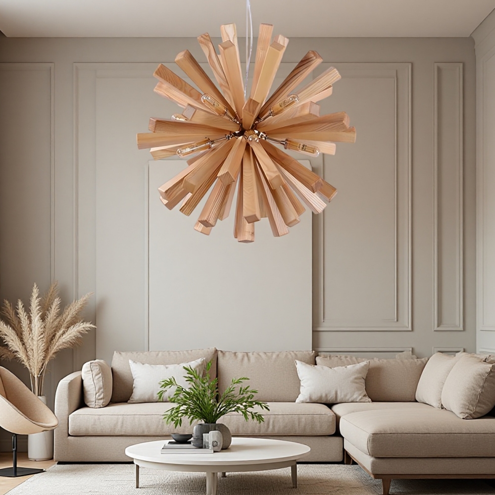 Nordic Creative Solid Wood Flower Shaped Dandelion Pendant