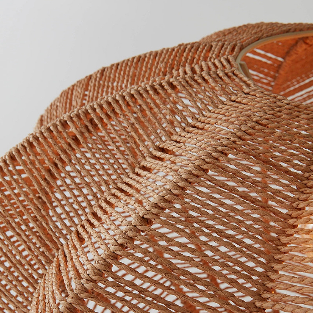 Bohemian Woven Rattan Oval Pendant Lamp Natural Textured Lighting