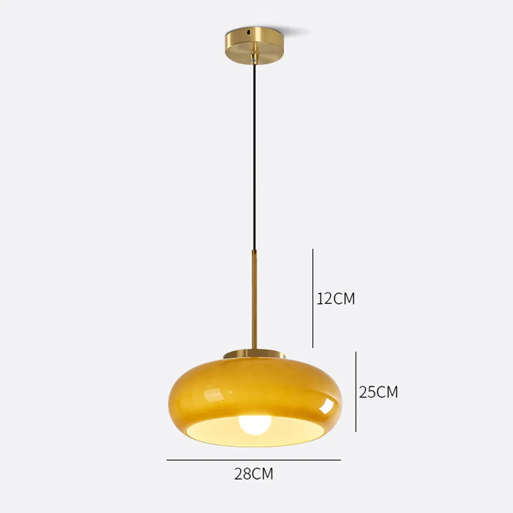 Nordic Yellow Glass Chandelier Kitchen Island Dining Room Pendant Light