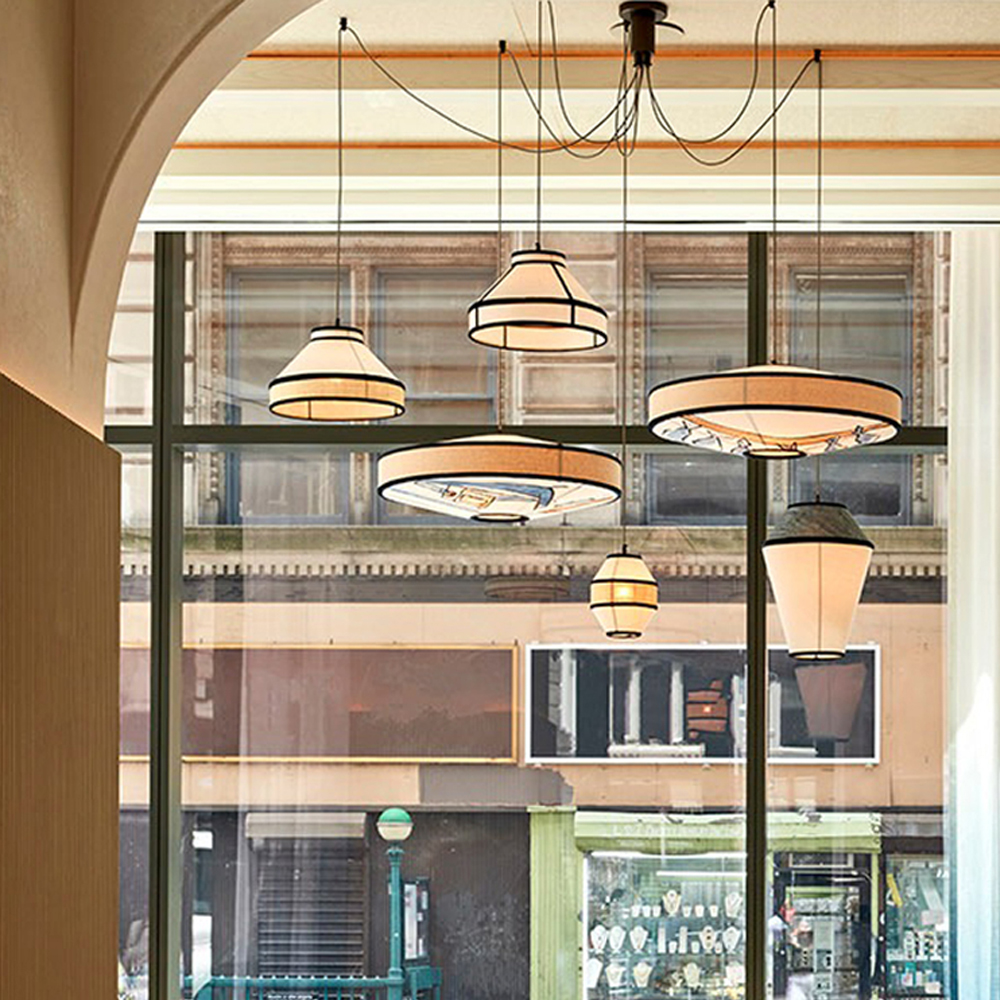 Japanese Restaurant Fabric Pendant Chandelier Designer New Chinese Style B&B Loft Living Room Wabi-sabi Lamp Fixture