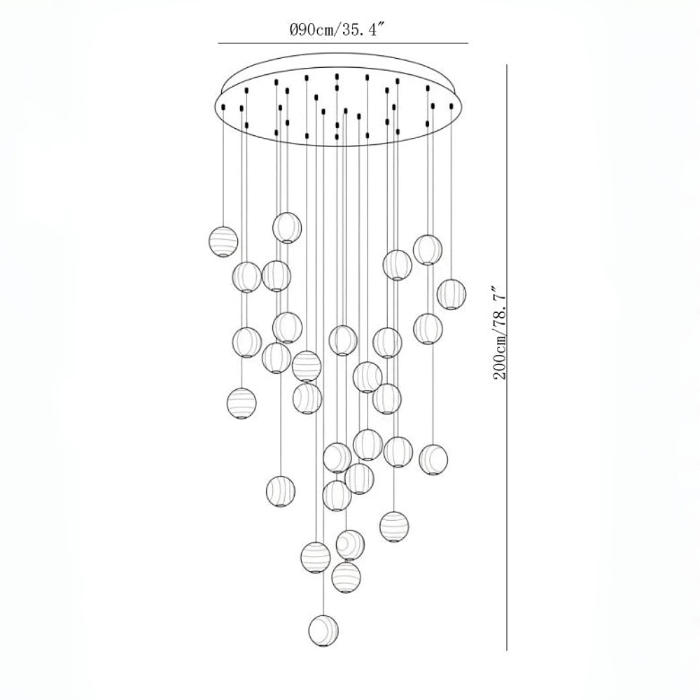 Nordic Wooden Spherical Cluster Pendant Light