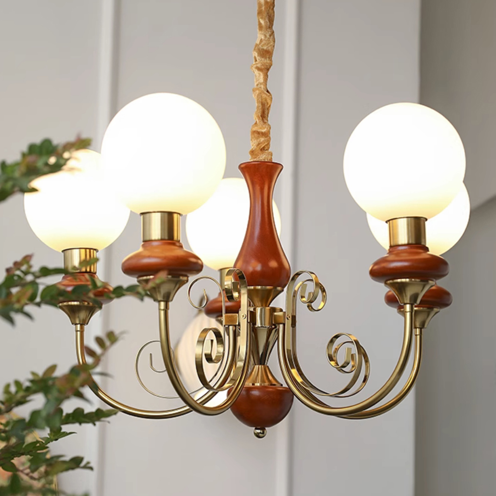 French Retro Pastoral Style Cream Bedroom Living Room Multi Head Chandelier