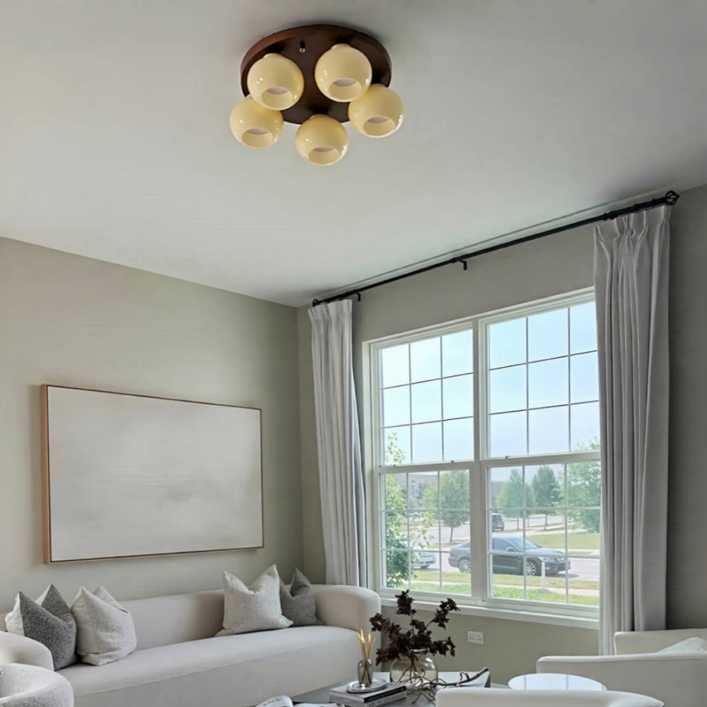 Mirad Retro Persimmon Glass Ceiling Light Bedroom Living Room